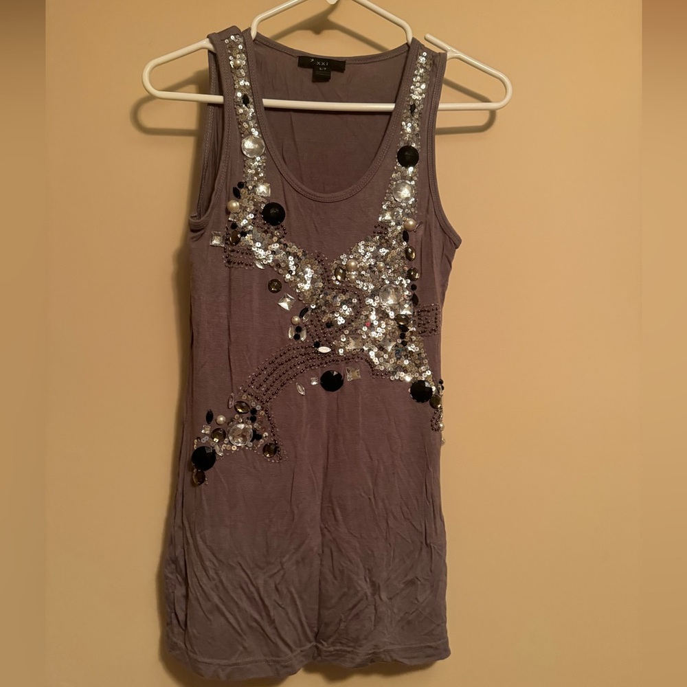 Forever 21 sequin and jeweled tank top, size small.